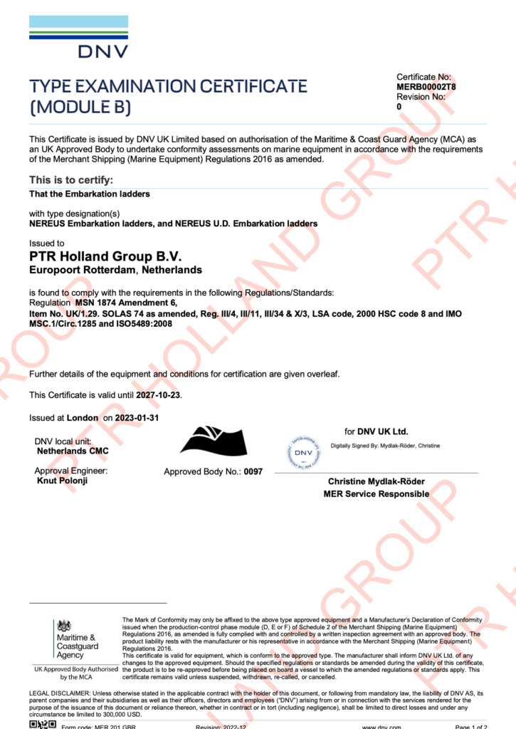 Lifeboat And Embarkation Ladder ISO:5489 - PTR Holland ® Group