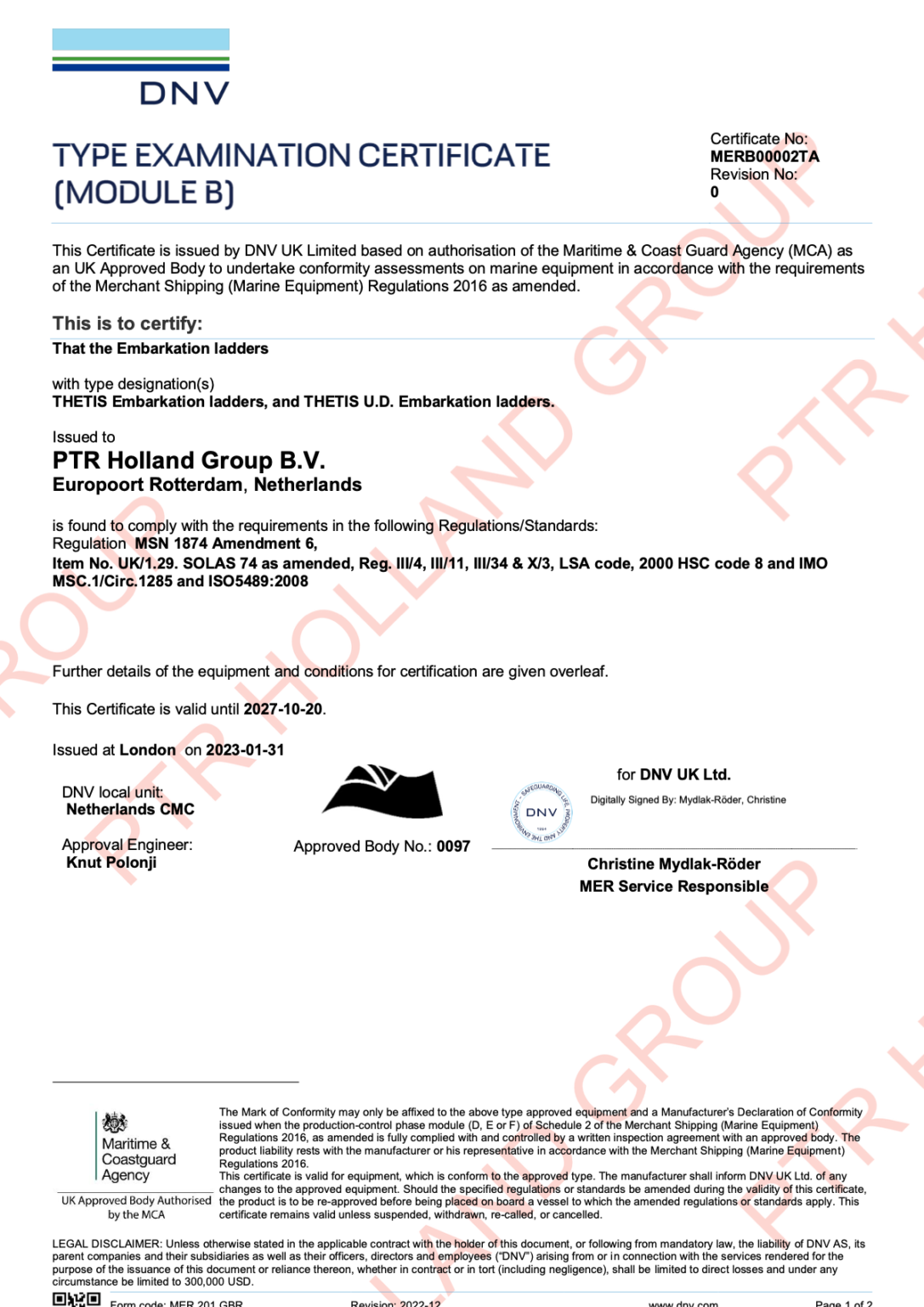 Lifeboat And Embarkation Ladder Iso5489 Ptr Holland ® Group